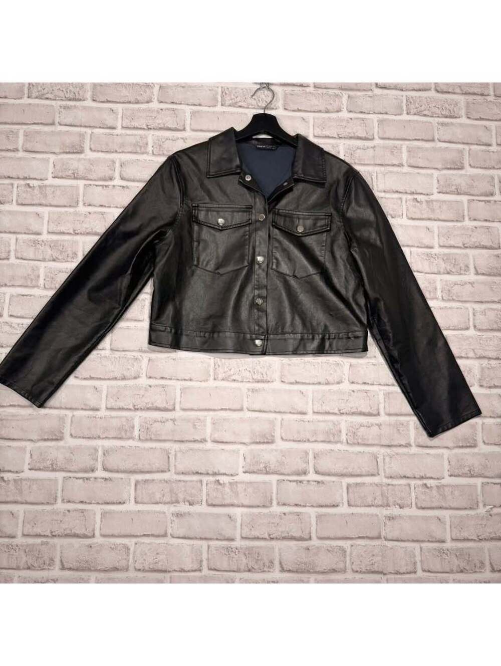 Shein Faux Leather Denim Style Jacket Women's Large